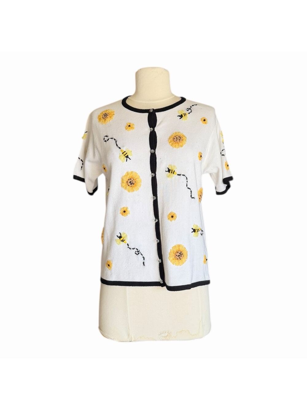 Marisa Christina Vintage Cottagecore Floral Bee Cardigan Size Small